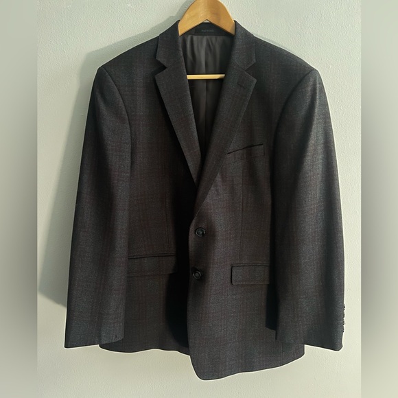 Calvin Klein Gray Extreme Slim Fit Wool Plaid Sport Jacket Blazer - Picture 2 of 11